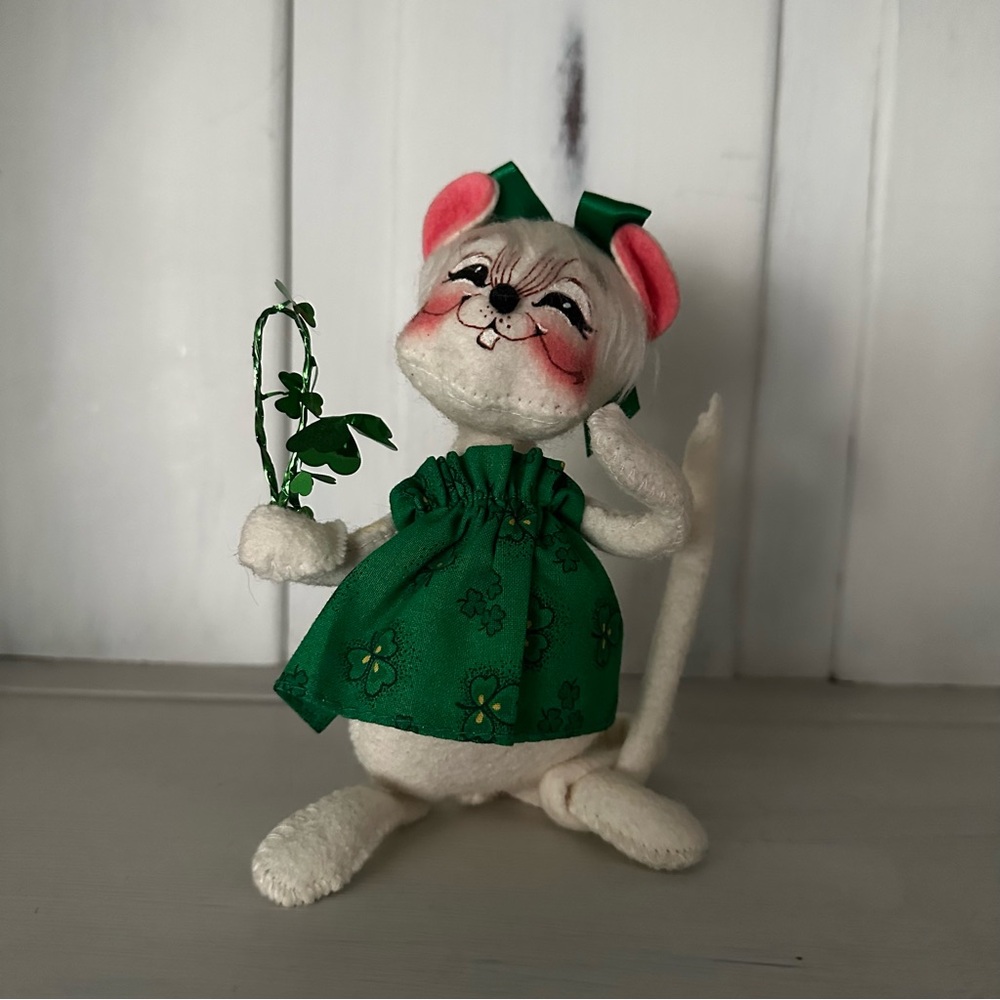 Annalee Doll Molly O Mouse Shamrock Green Dress St Patrick’s Day Holiday decor